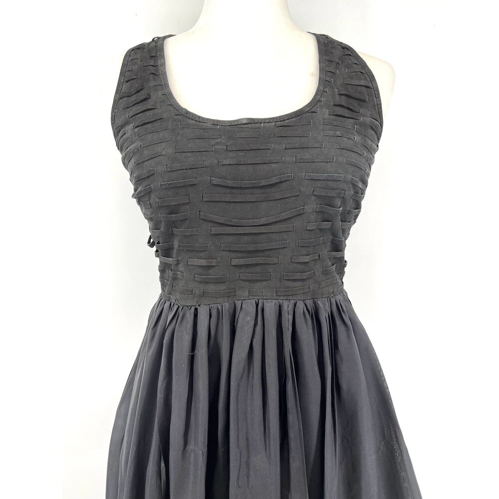 Kennethβ Cole NY Black Parsk Leather Silk Maxi Dress S Vintage Sleeveless